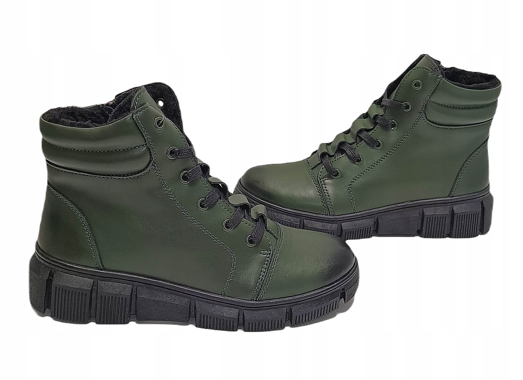 Módní kotníkové boty Kožené boty Sokolski Ken Z24-335 Khaki Zelená r38
