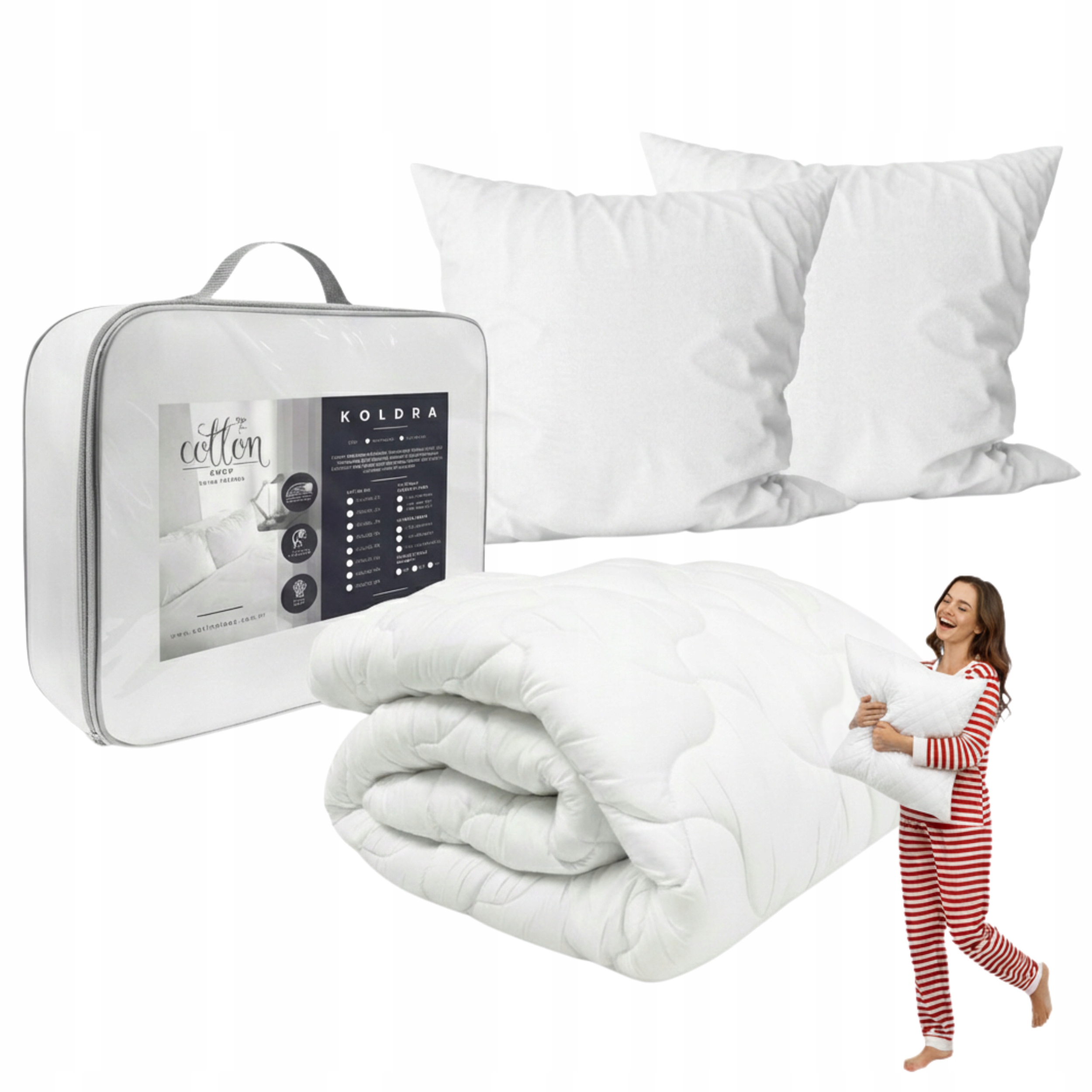 Přikrývka 160x200 Sada s Polštáři 70x80 Celoroční Antialergická Měkká