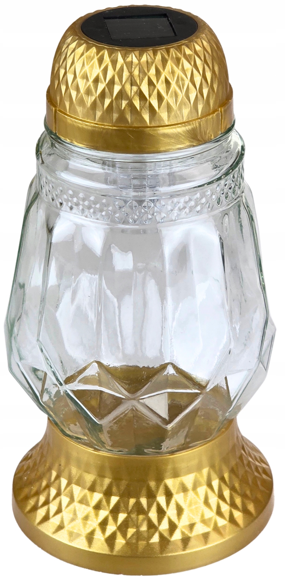 Wysoki Znicz Solarny LED 22 cm – ZNICZE EKO, Wodoodporny, LA508 ZŁOTY