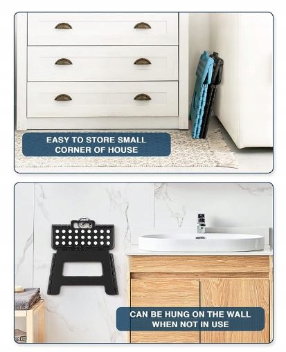 PODEST PRZENOŚNY STOPIEŃ STOŁEK SKŁADANY TABORET ANTYPOŚLIZGOWY STOŁECZEK Szerokość mebla 31 cm