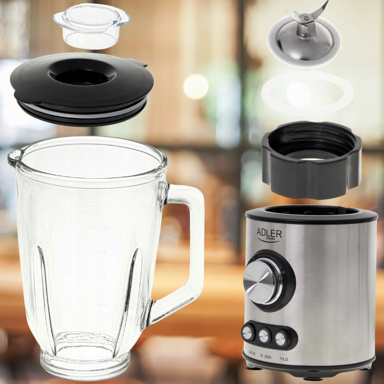 Blender Kielichowy AD 4078 1700W 2 Prędkości Szklany Dzbane