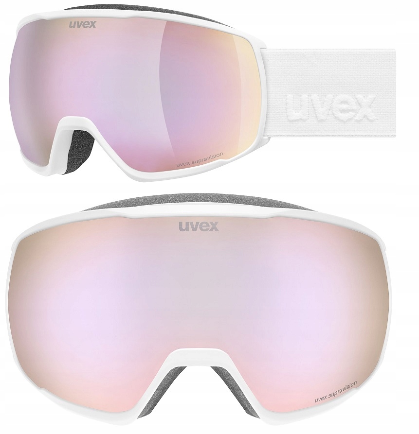 Lyžařské brýle Uvex Victorious Fm bílé matné, sférické sklo Rose S2