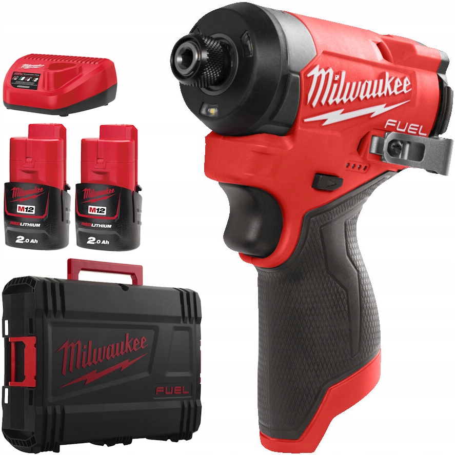 Zestaw Milwaukee M12 FID2 Zakrętarka udarowa 170Nm 1/4" 2×2.0Ah C12C