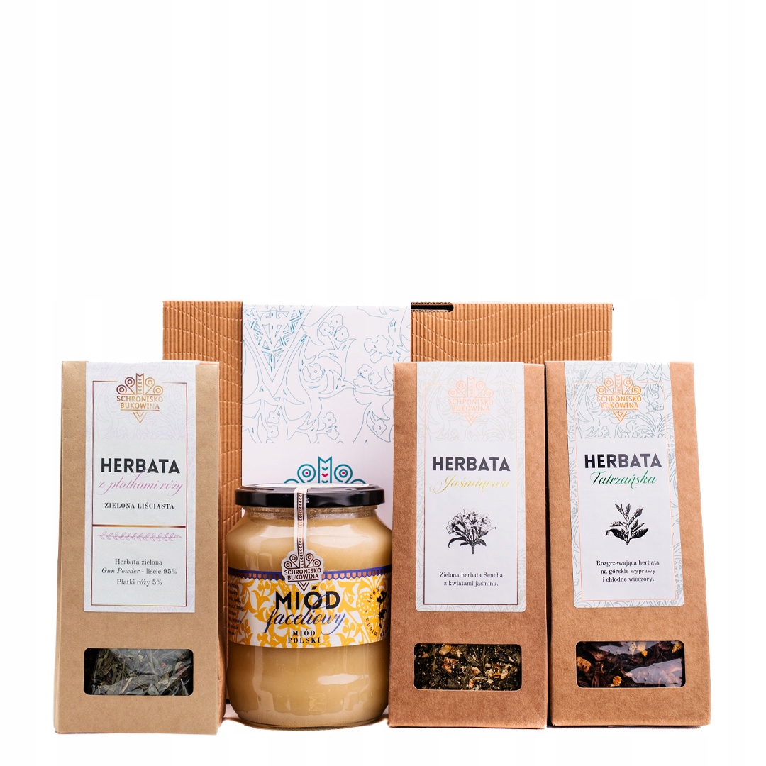 Levně Dárek hotový Schronisko Bukowina faceliový med, 3 x čaj