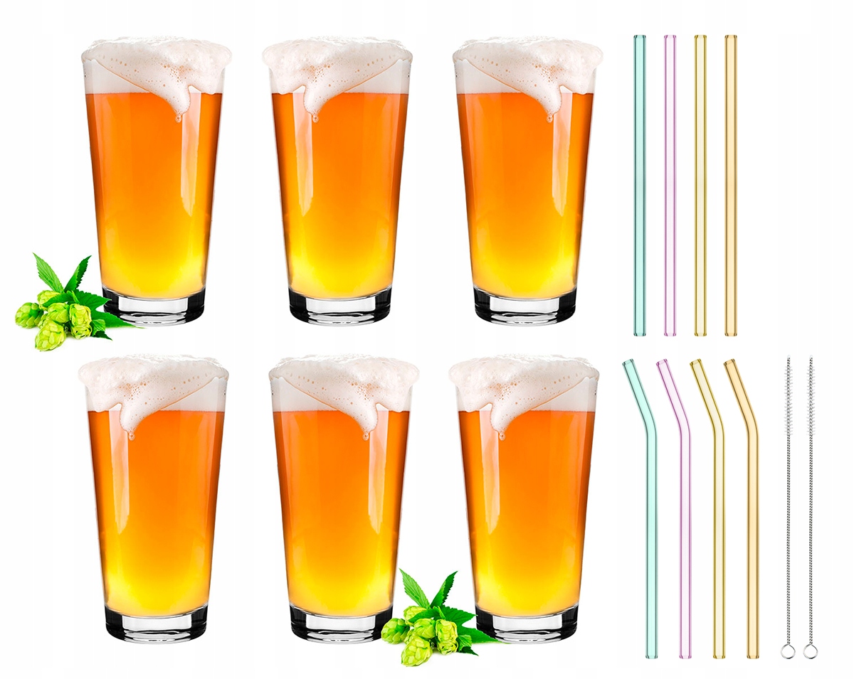 

6x Szklanka Do Piwa Krosno 530ml +8x Rurki Szklane