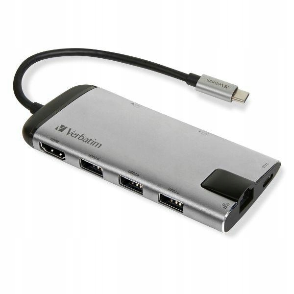 Verbatim Hubový adaptér Usb-c Usb-c/ 3xUSB-A 3.0/HDMI/Eternet/SD/microSD alu