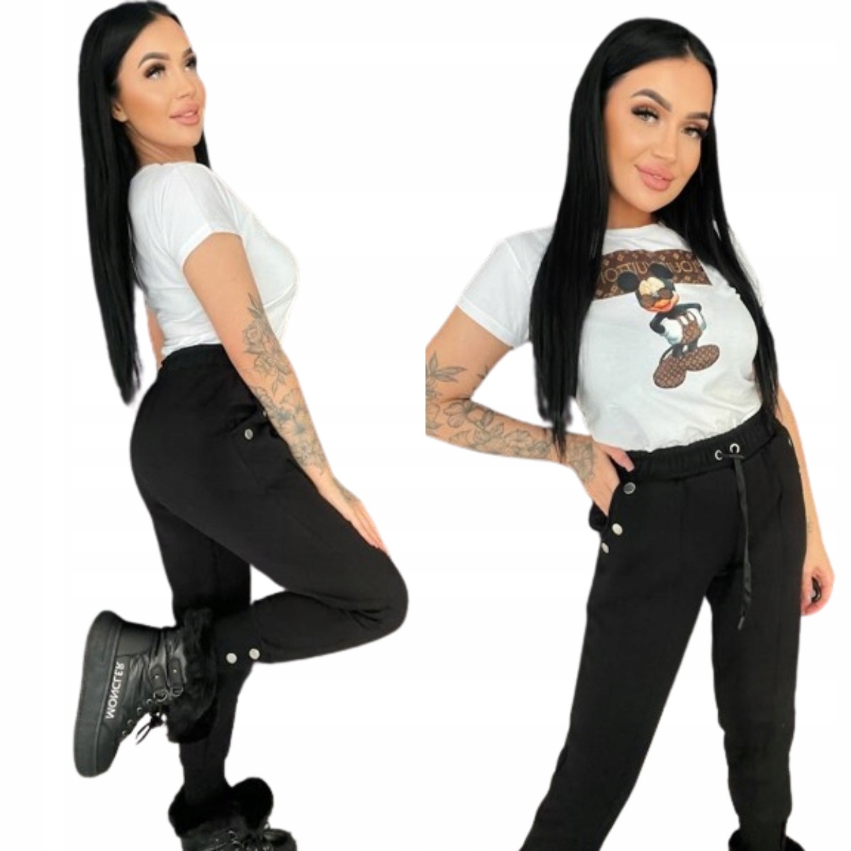 Zateplené Tepláky Se Zlatými Knoflíky, Černé, Velikost M/38