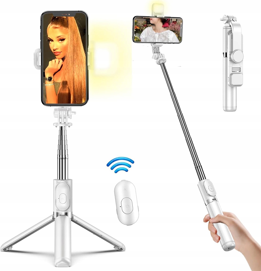 Selfie Tyč VP1 Pro+ Led Lampa Bluetooth Dálkové Ovládání Stativ Pro Telefon Tripod