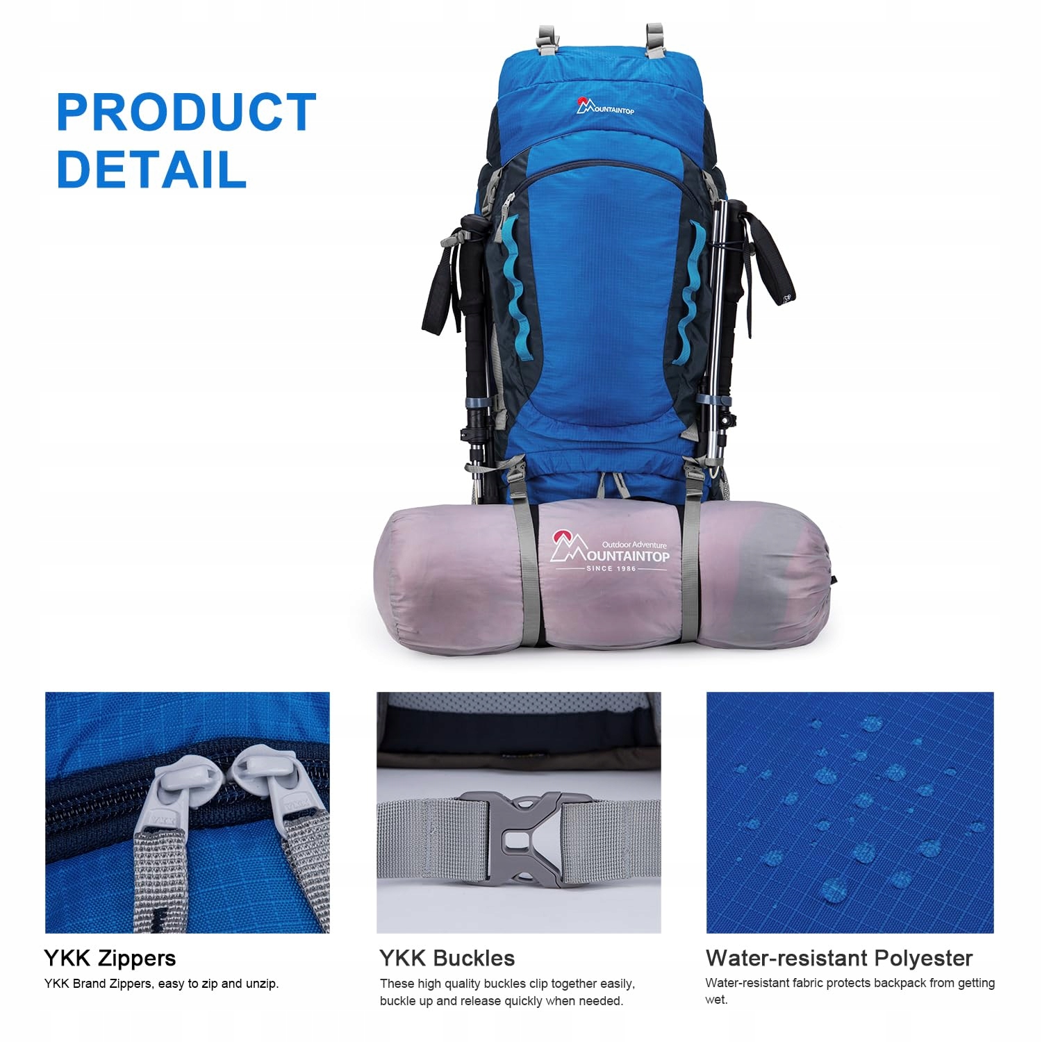 MOUNTAINTOP Plecak Trekkingowy 80L Unisex Na Podróże Camping Trekking — miniatura 7