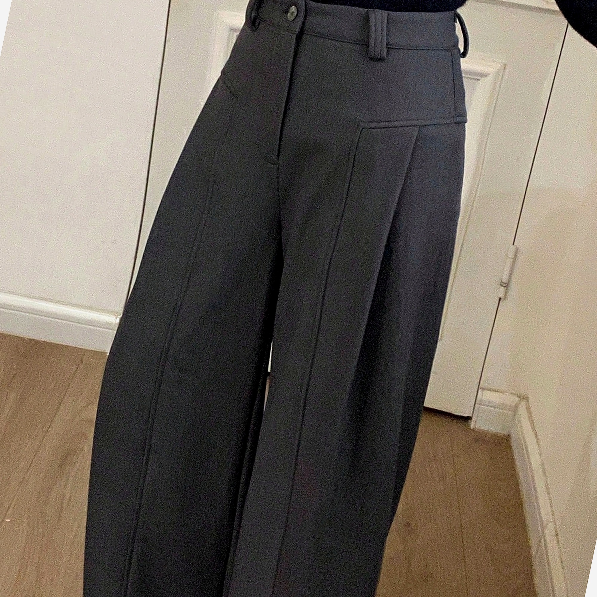 Tmavě šedé kalhoty Wide Leg Výstupní Zateplené Dámské S 36