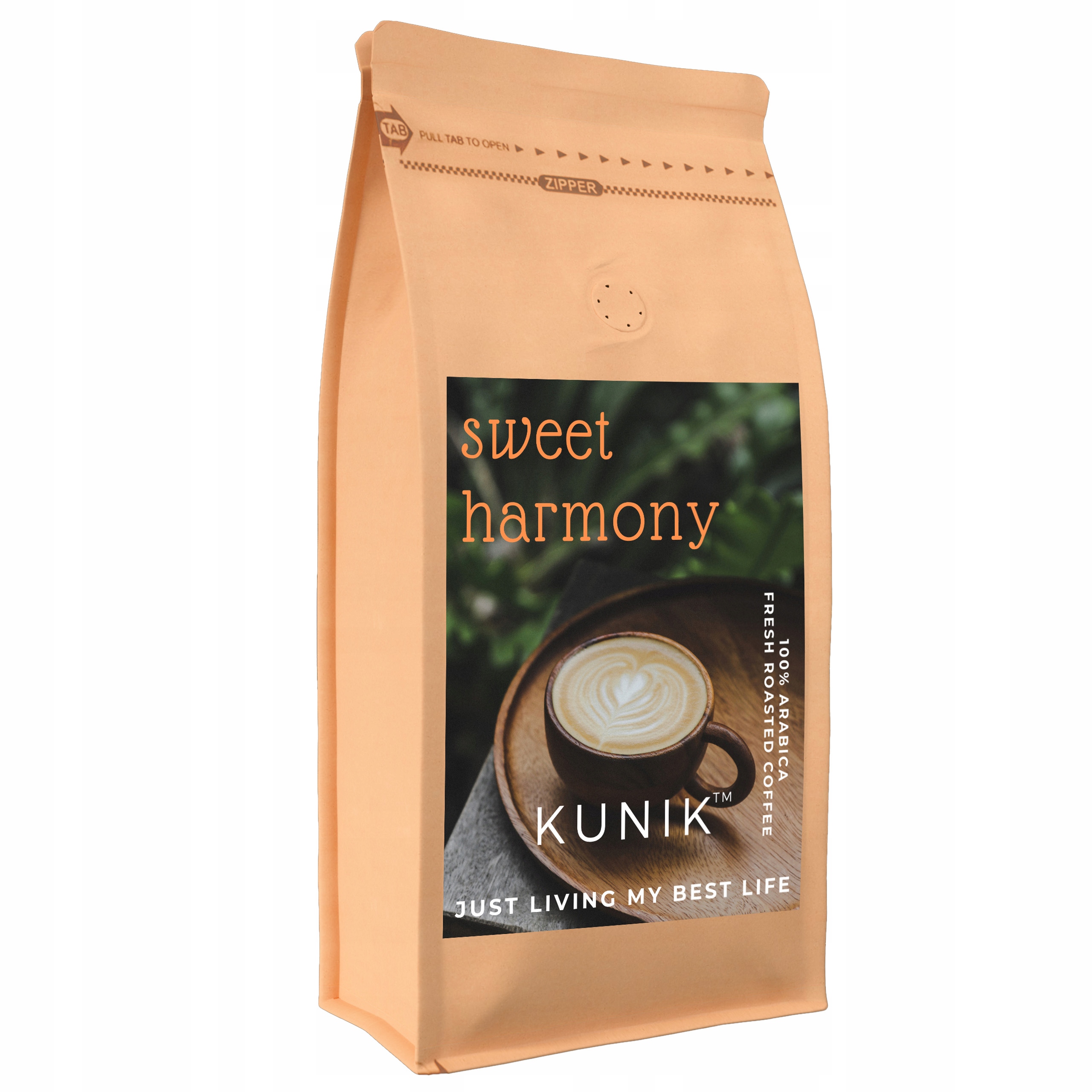 Levně Káva zrnková 1 kg Čerstvě Pražená Arabica Kunik Sweet Harmony do kávovaru