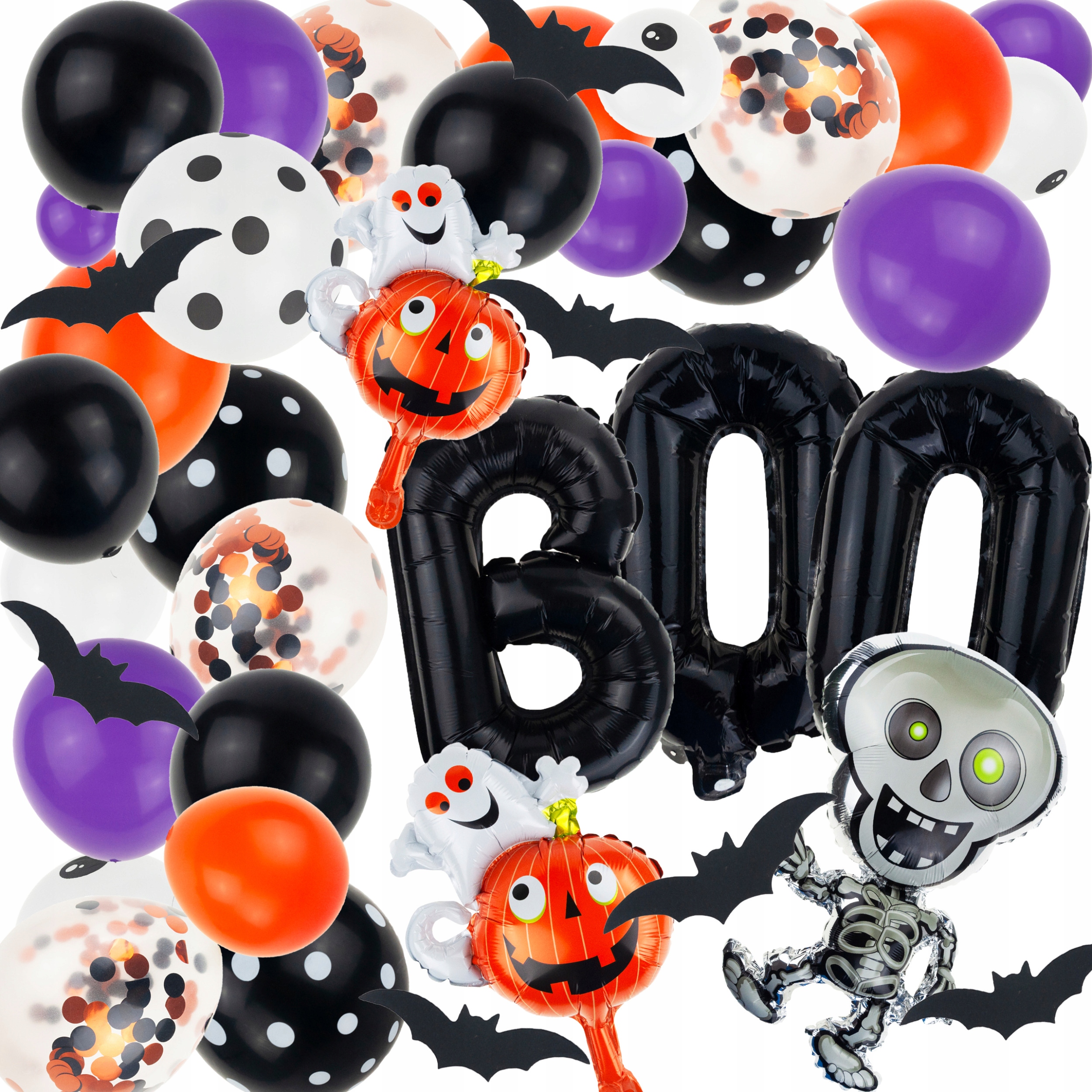 Sada Halloweenských Dekorací Fóliové Latexové Balónky Girlanda Nápis Boo