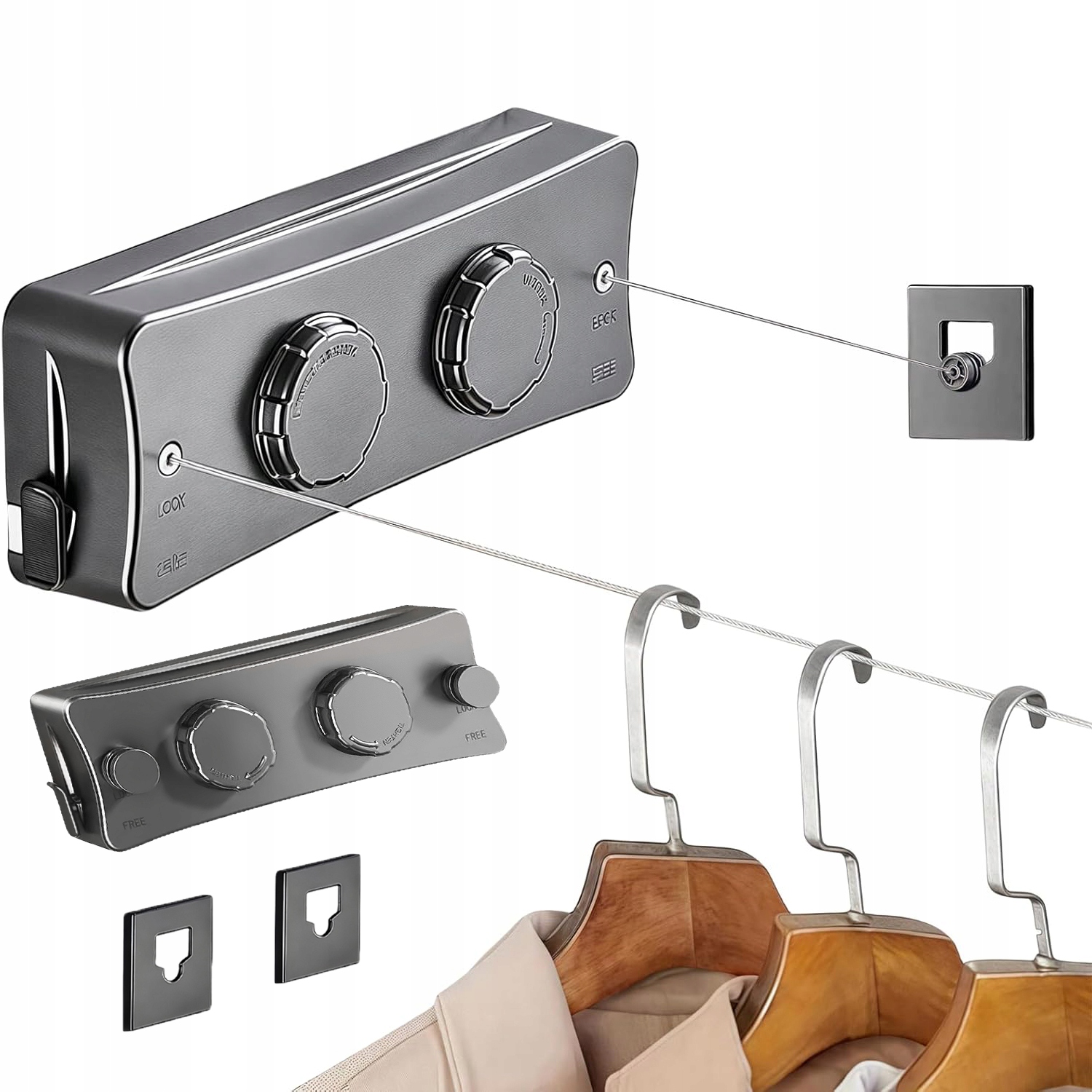 Levně Výsuvná Šňůra Na Prádlo Neviditelná Sušák Na Prádlo 2×5.1 m