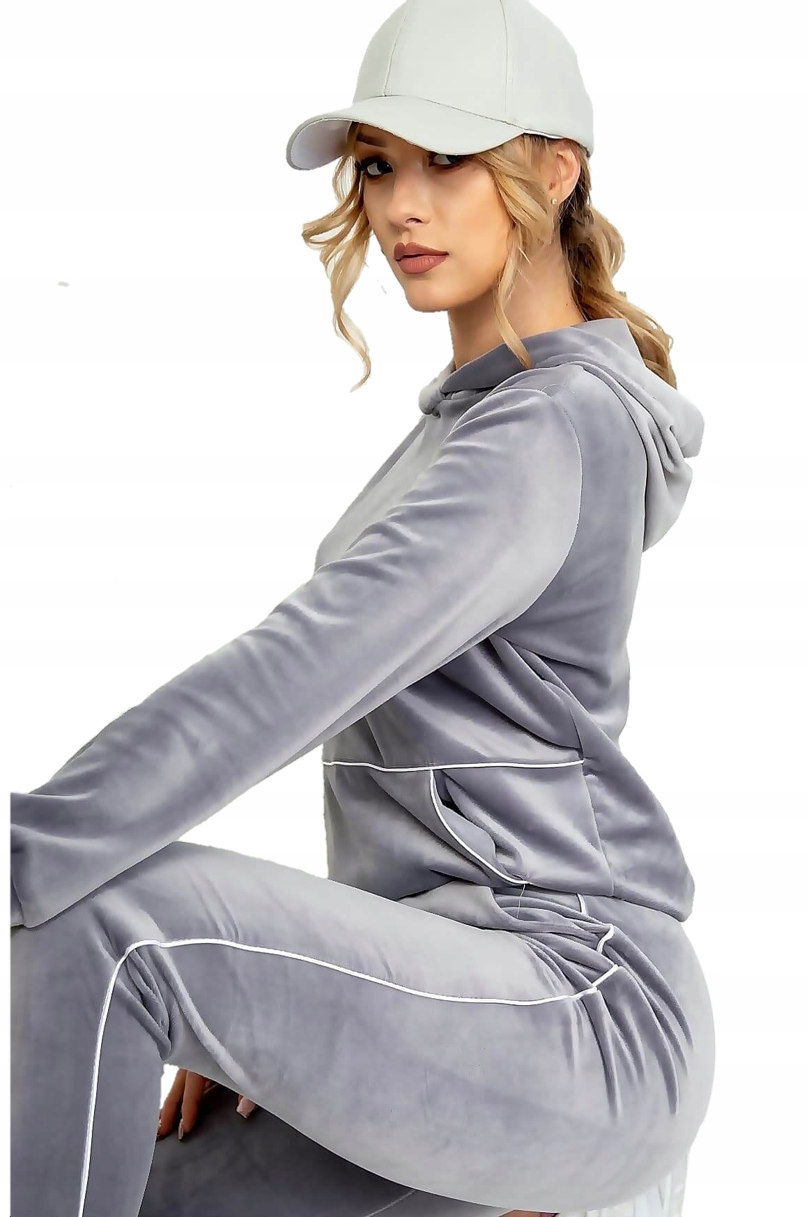 

Welurowy komplet dresowy spodnie bluza kangurka S