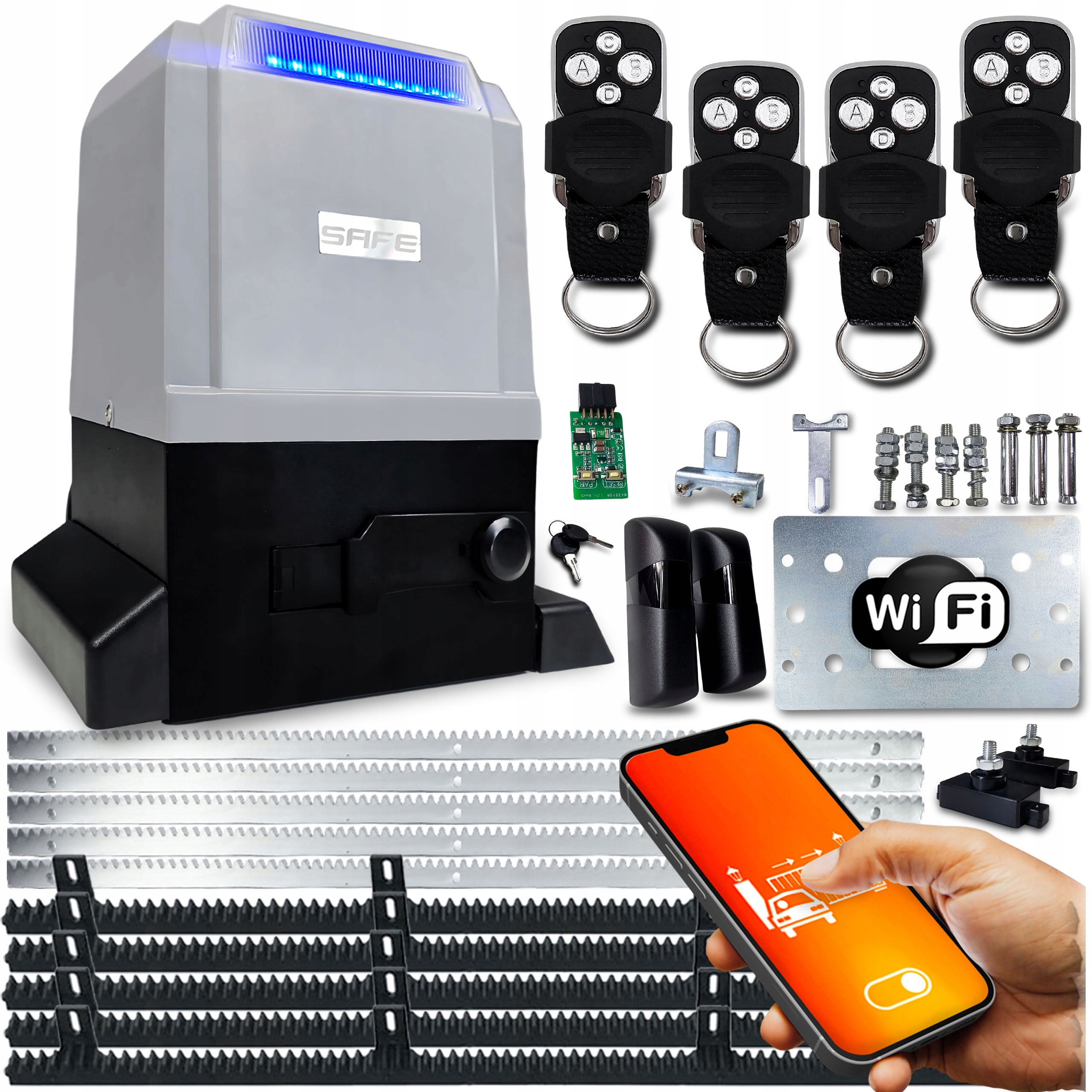 Sada Pohonov Pre Posuvnú Bránu 800 kg 4 diaľkové ovládače lišty Wifi Tuya automat