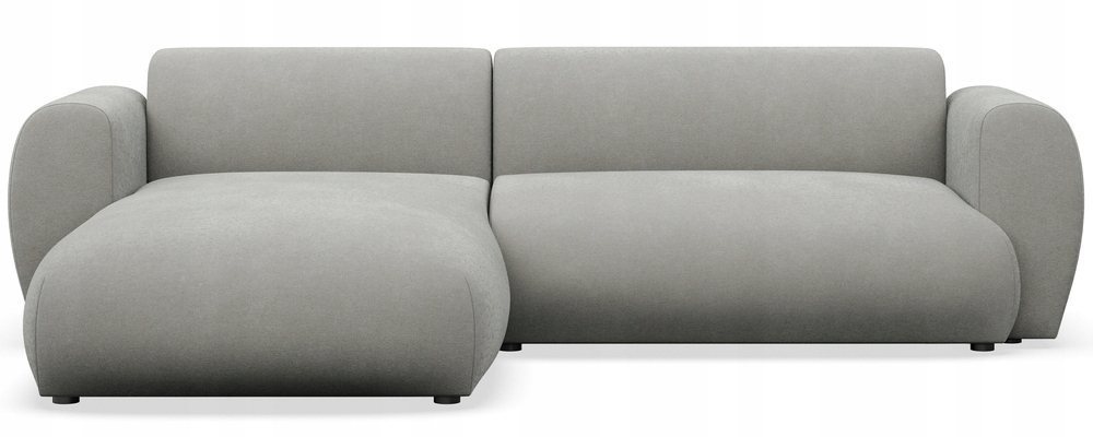 Rohová Sedací Souprava s funkcí spaní Emia levostranná, světle šedá, šenilová Easy Clean