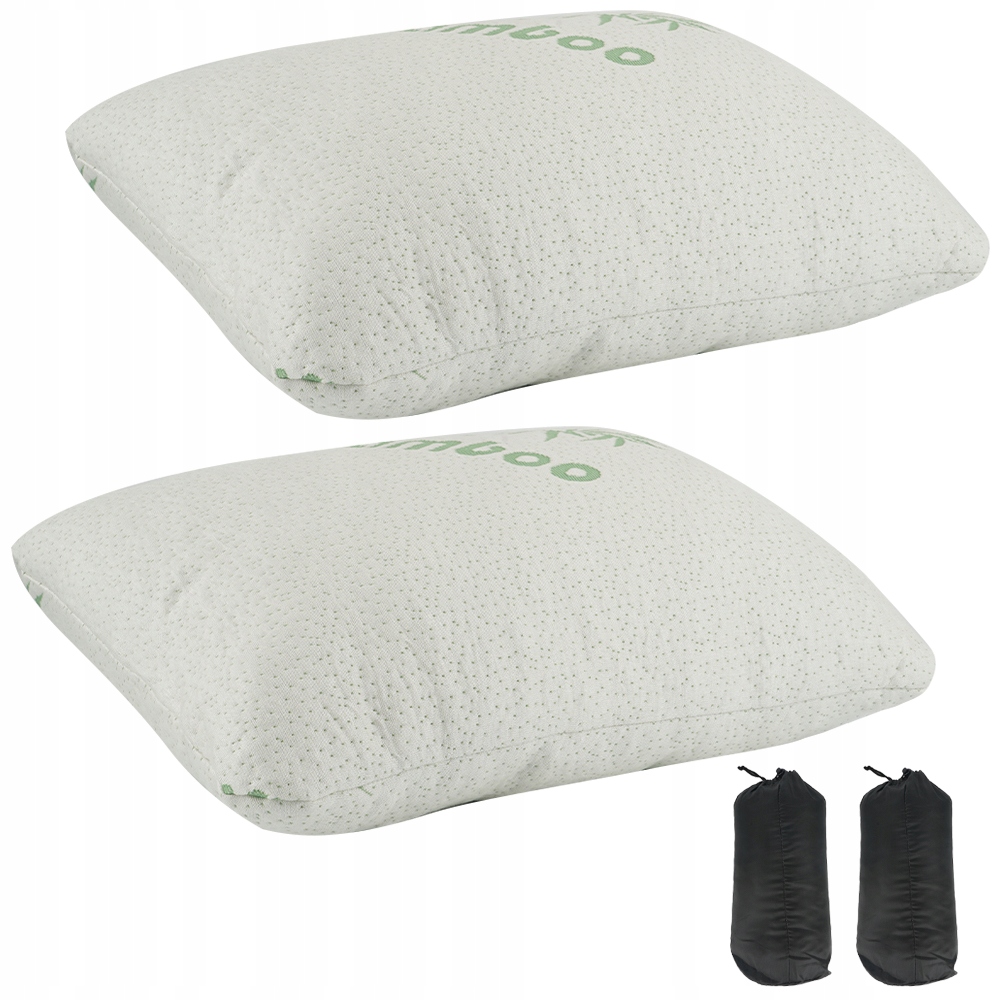2 x Polštář z paměťové pěny s odnímatelným potahem z bambusového vlákna