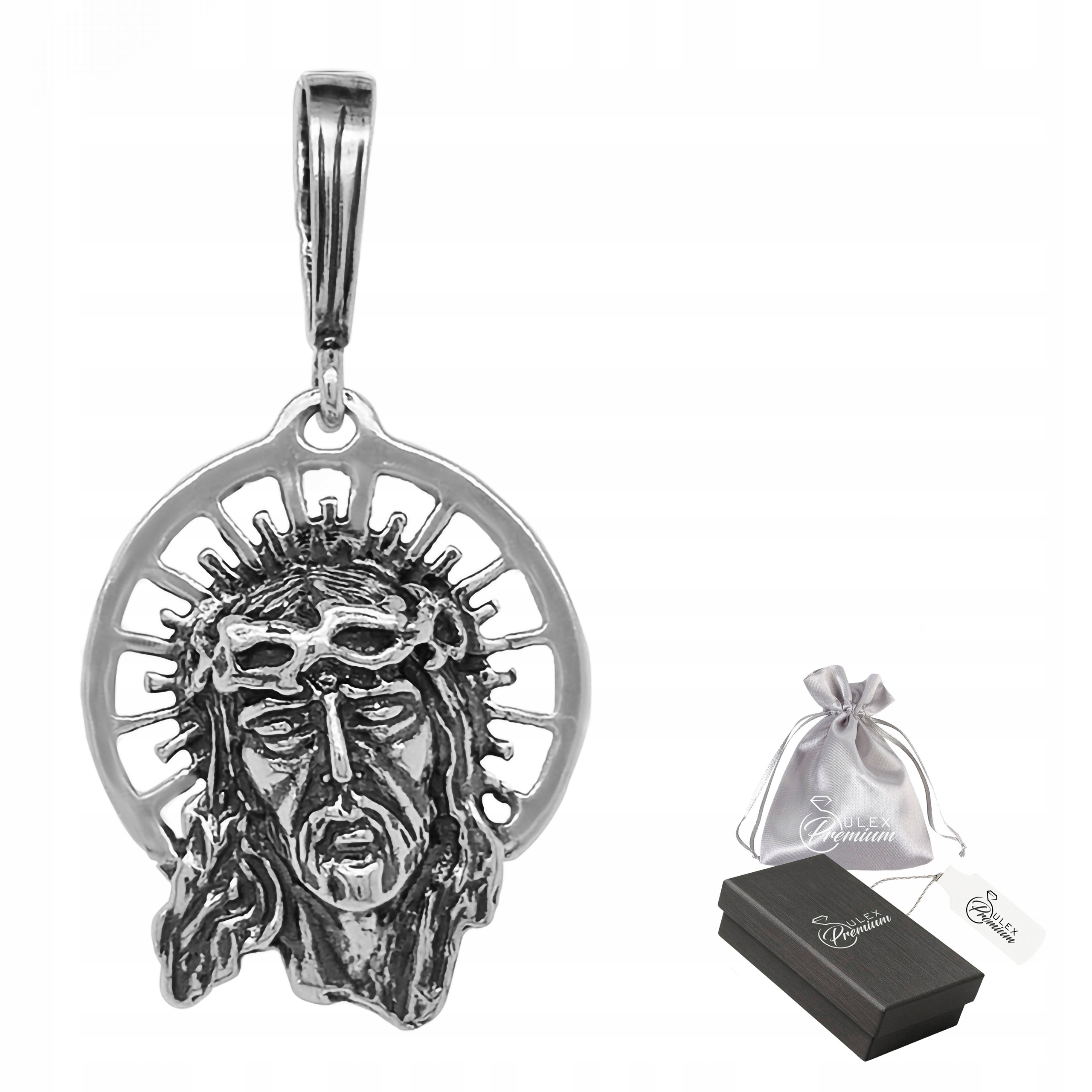 Stříbrný medailonek ryzost 925 Oxidovaný přívěsek Ježíš v trnové koruně