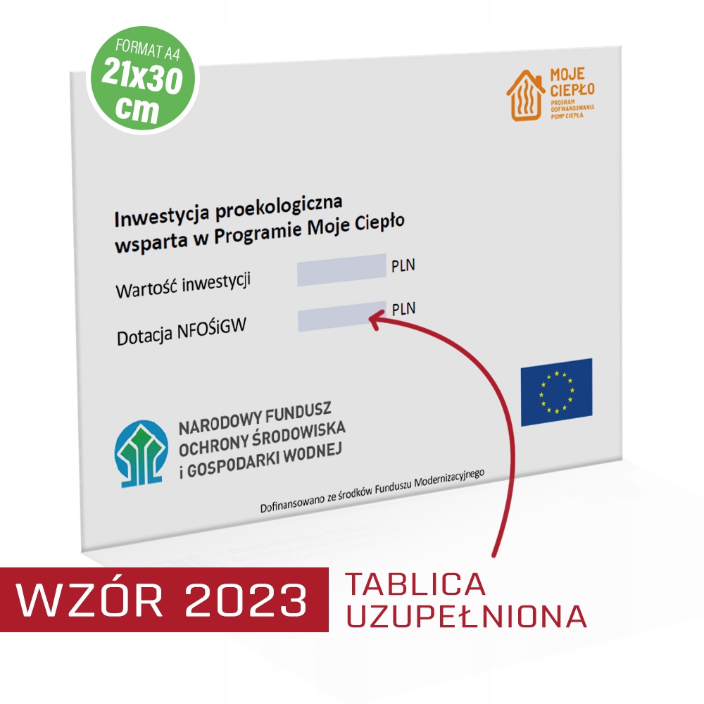 Tabliczka MOJE CIEPŁO 2023 21x30 AKTUALNA