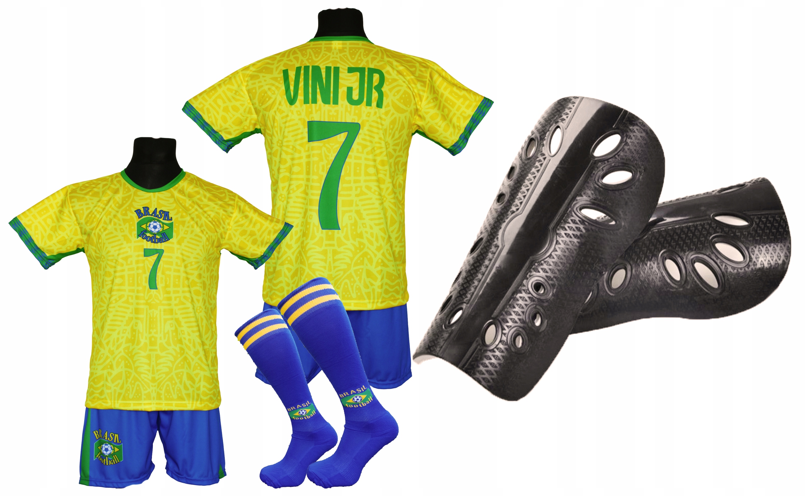 Sada fotbalového oblečení Vini Jr Brazílie pro mladé fanoušky velikost 140