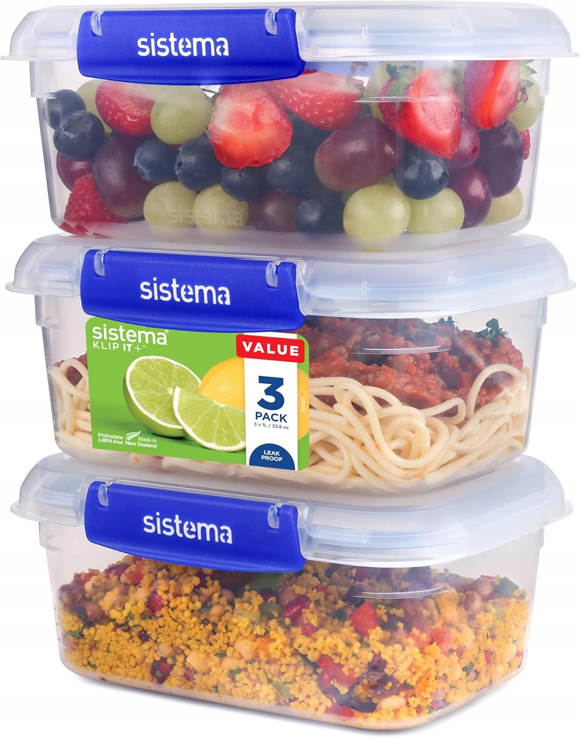 Sistema Klip It Plus nádoby 1L sada 3 vzduchotěsných Bpa free