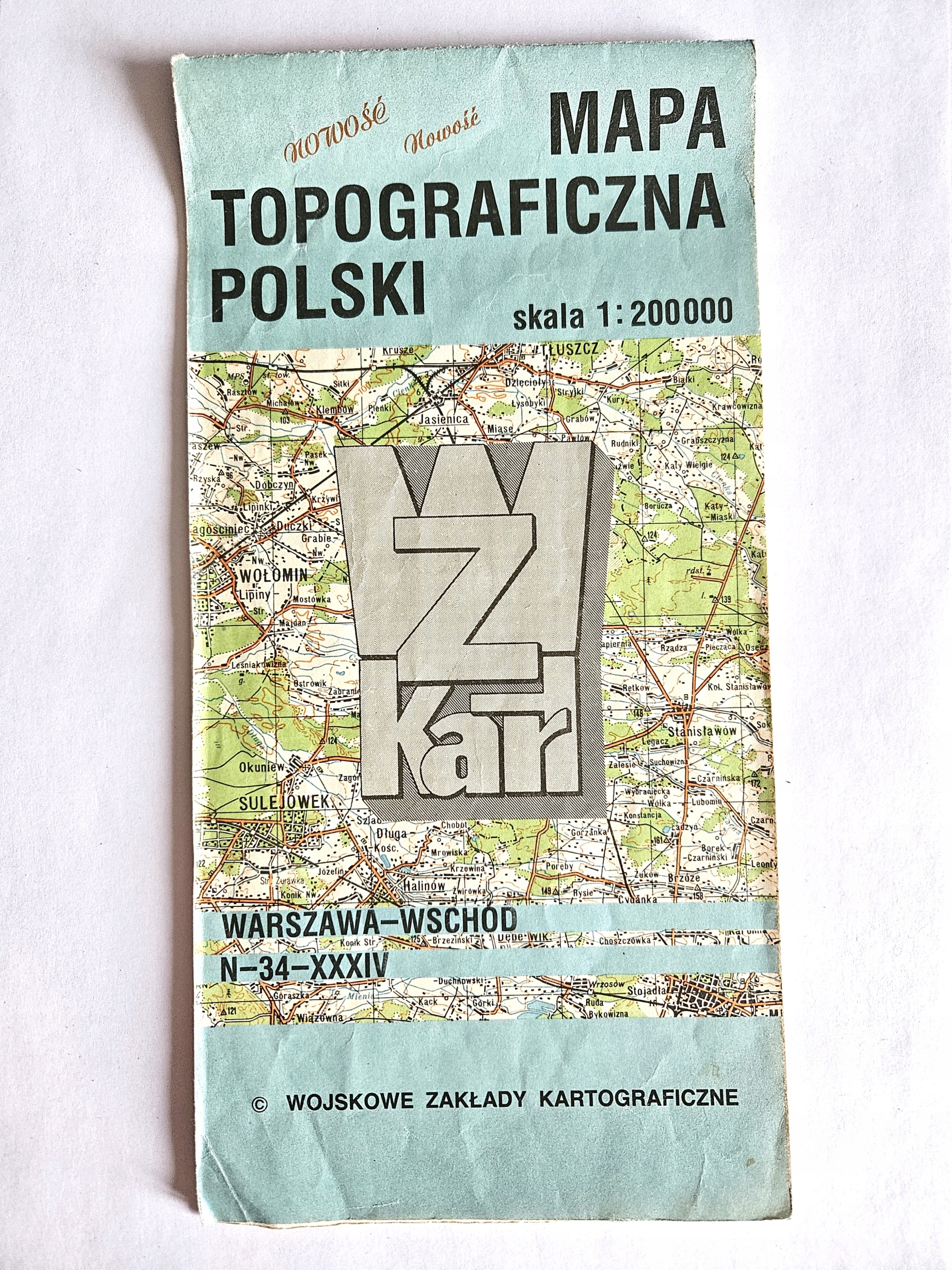 MAPA TOPOGRAFICZNA POLSKI 1:200 000 WP 1990