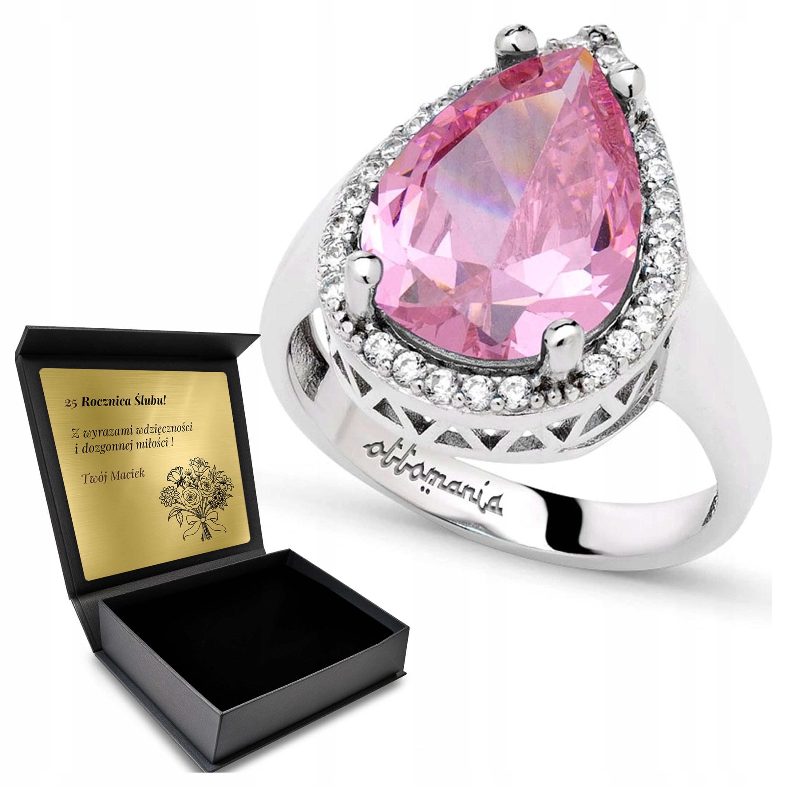 Prstýnek 925 Zirkony Topaz Šperky Pro Ženy Gravírování Bonus