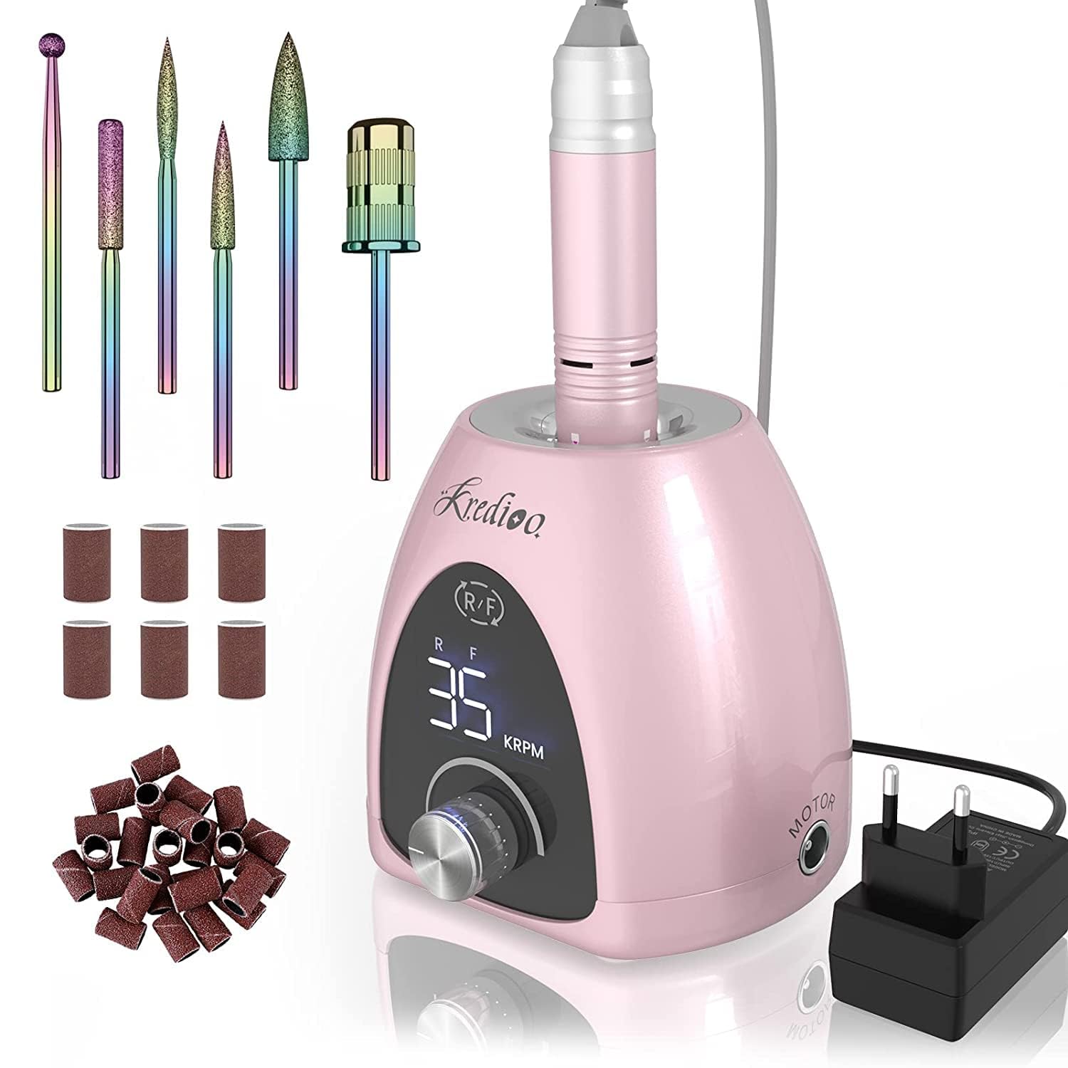 Kredioo Elektryczny Zestaw Manicure 35000 U/Min LED Dla Początkujących