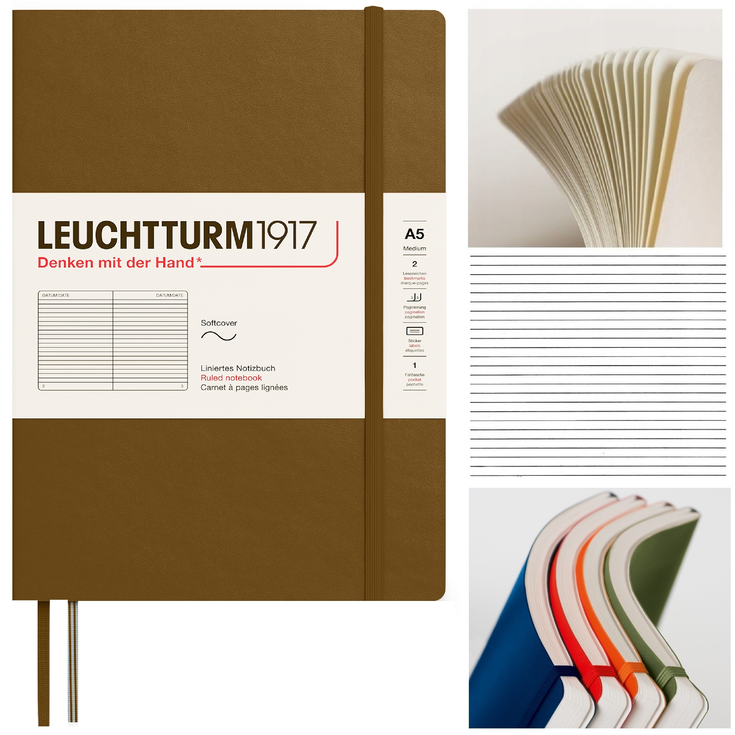 LEUCHTTURM1917 Notatnik Notes A5 Linia Miękki zeszyt w linię Spice Brown