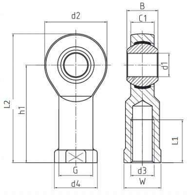 KOŃCÓWKA GŁÓWKA CIĘGŁA NIERDZEWNA ASKUBAL M10 Wysokość 57 mm