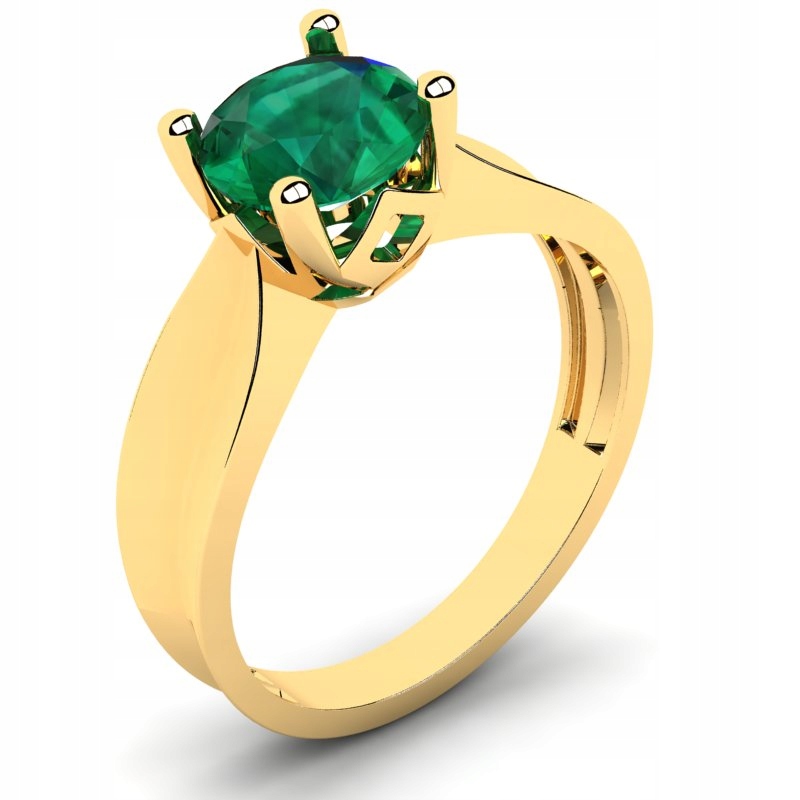 

Pierścionek Złoty Szeroki Z Zieloną Cyrkonią