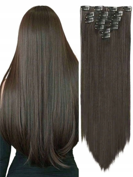 Shein Připínací Hnědé Syntetické Vlasy Wqt S07__81,28 CM