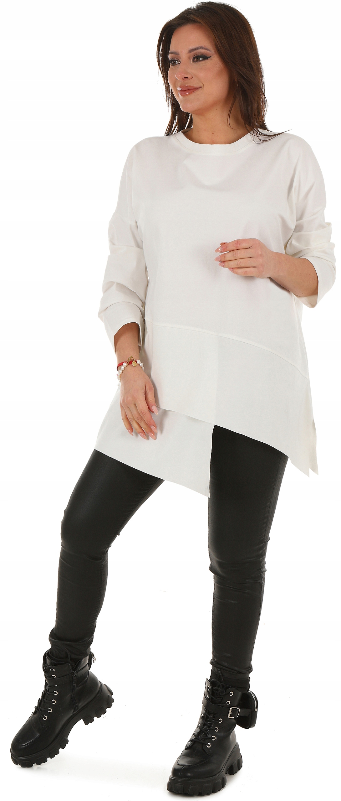 F655 Asymetryczna TUNIKA oversize Marka inna