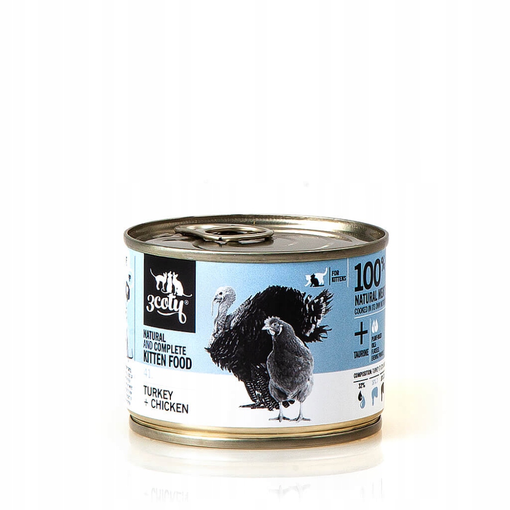 3 druhy Turkey Chicken pro koťata 180g
