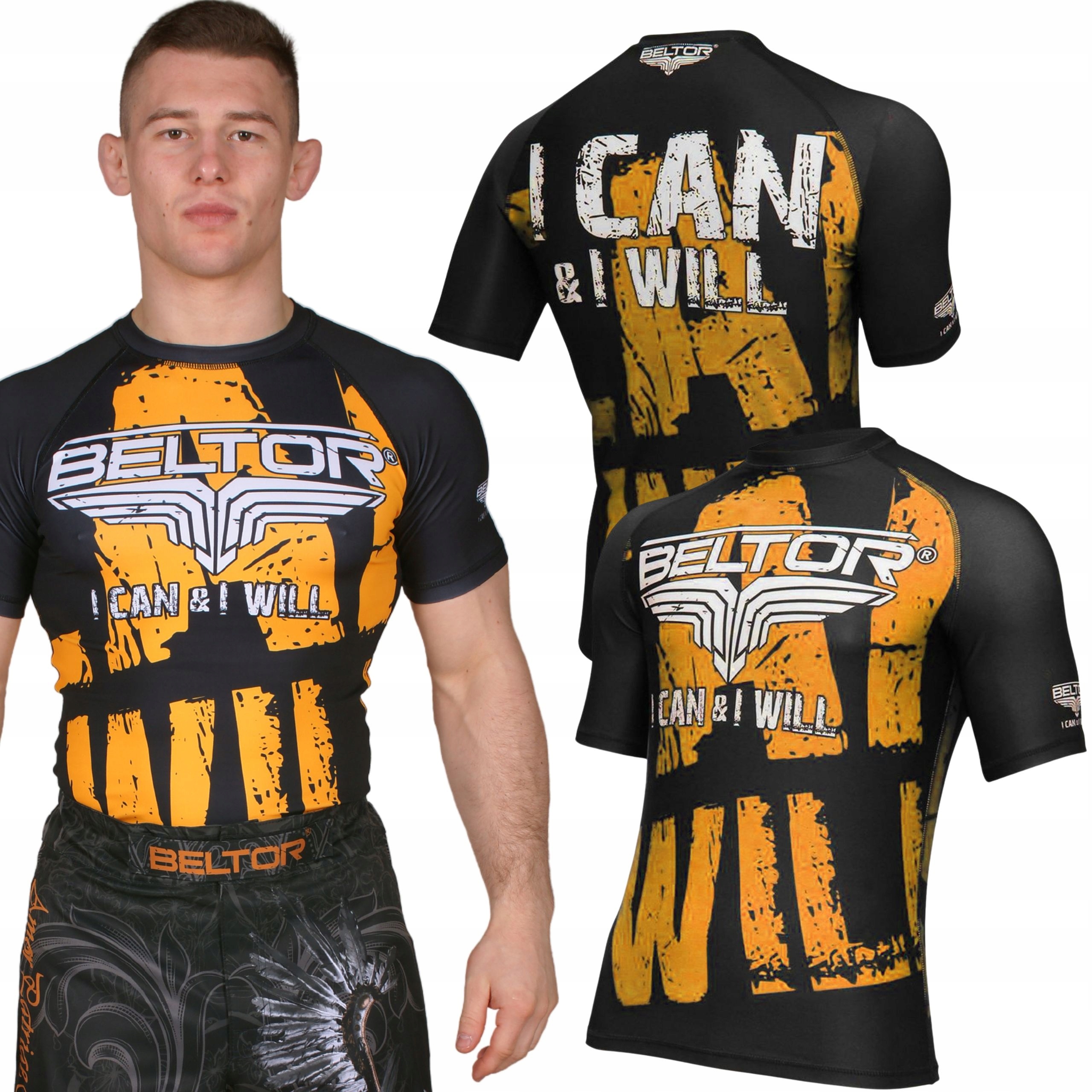 Beltor Rashguard Męski I Can I Will Koszulka Termoaktywna Żółta L