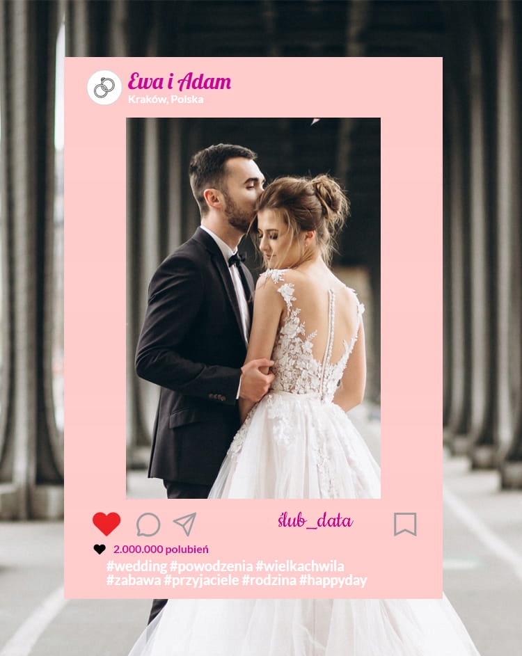 Foto ramka dwustronna ŚLUB WESELE do fotobudki