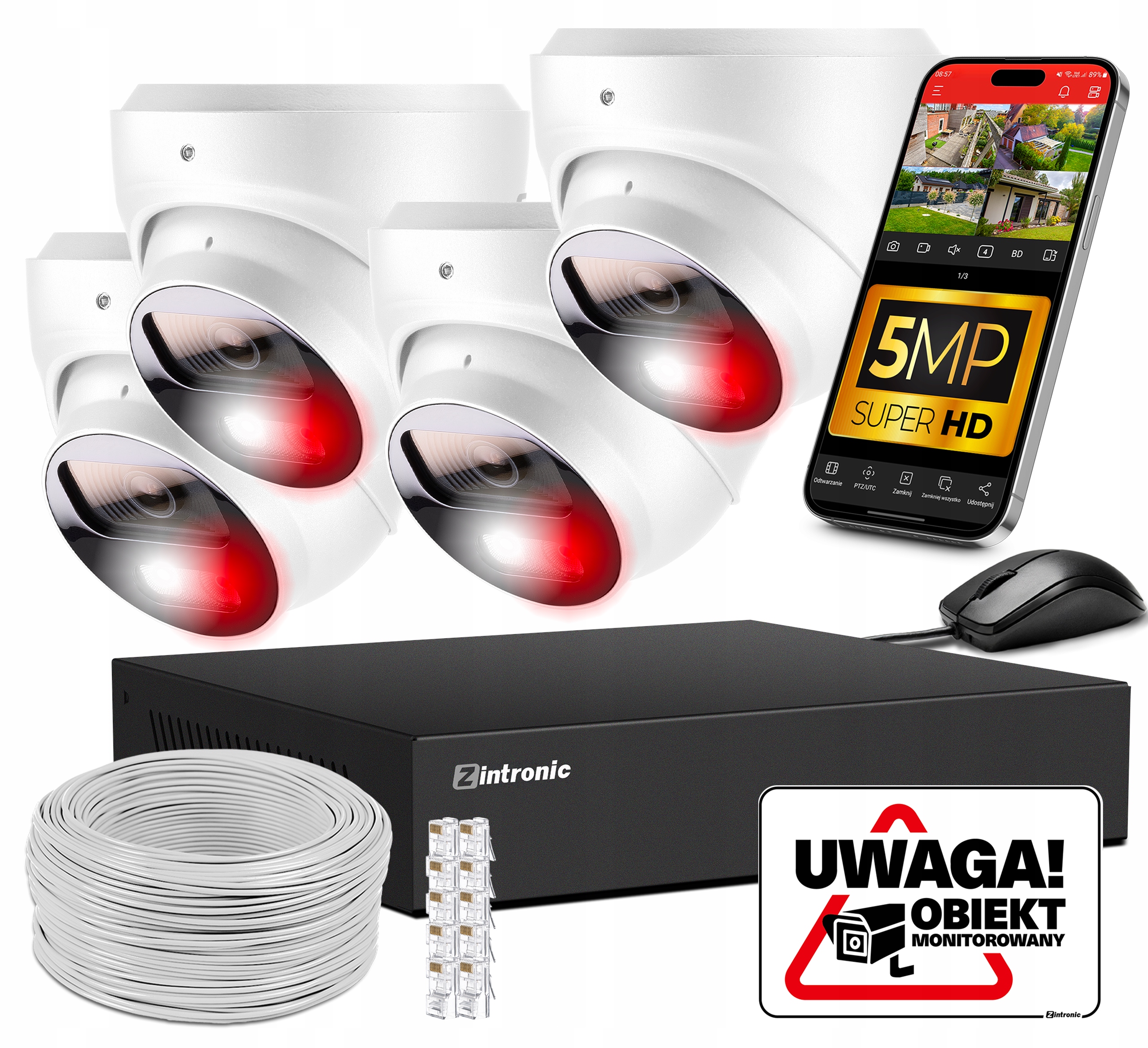 Sada pro monitorování Poe 5MPx 4 kamery| Audio Dual Light Detekce lidí