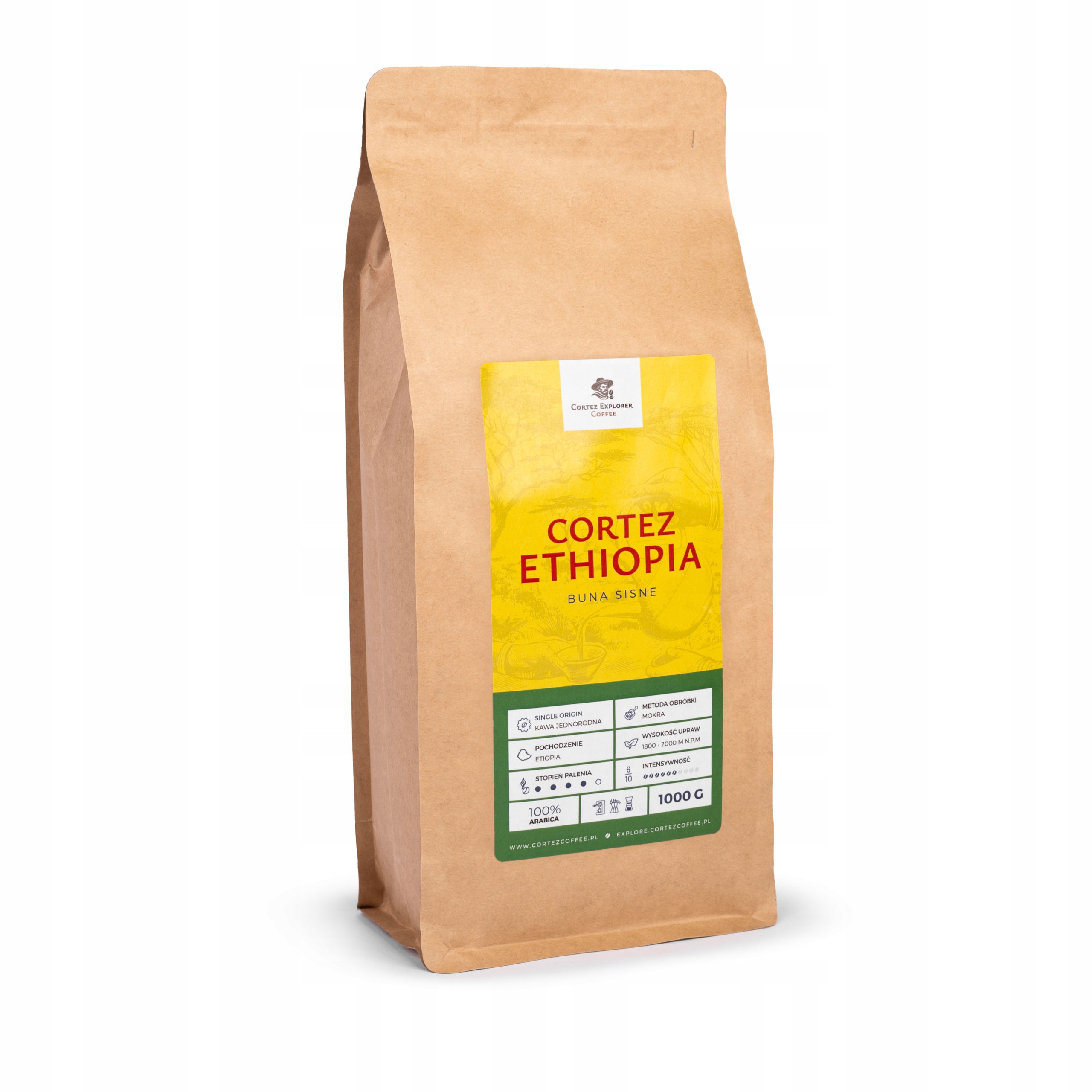 Levně Káva zrnková Cortez Ethiopia Buna Sisne 100% Arabica Speciality 1 Kg