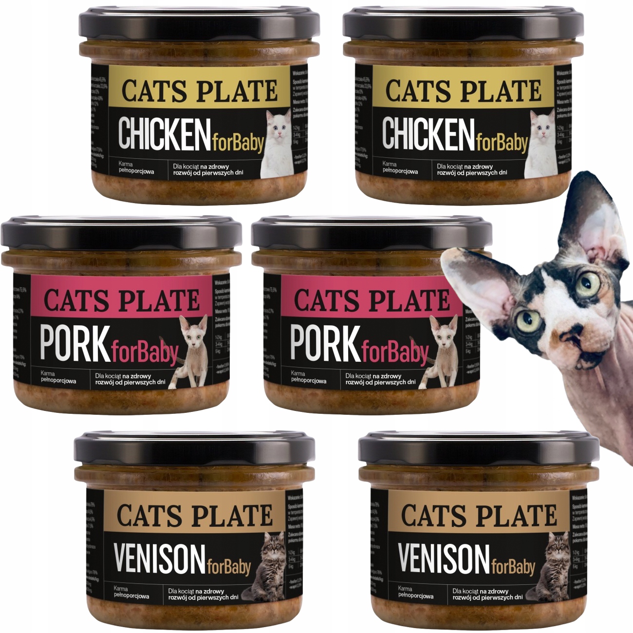 Cats Plate for Baby mokra karma dla Kociąt MIX 6x 180g