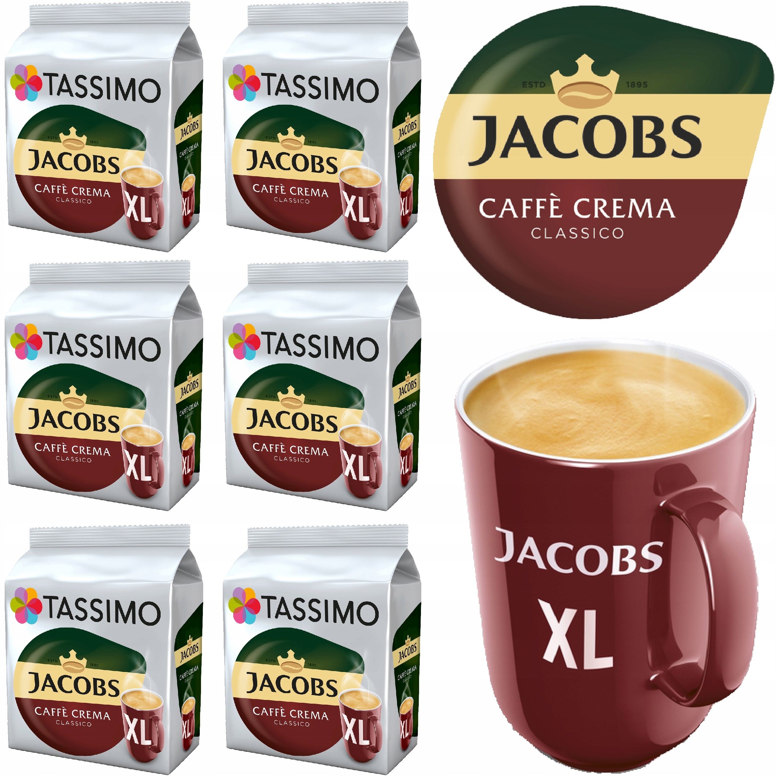 Levně Kapsle Tassimo Jacobs Caffe Crema Classico XL 96 (6 x 16)