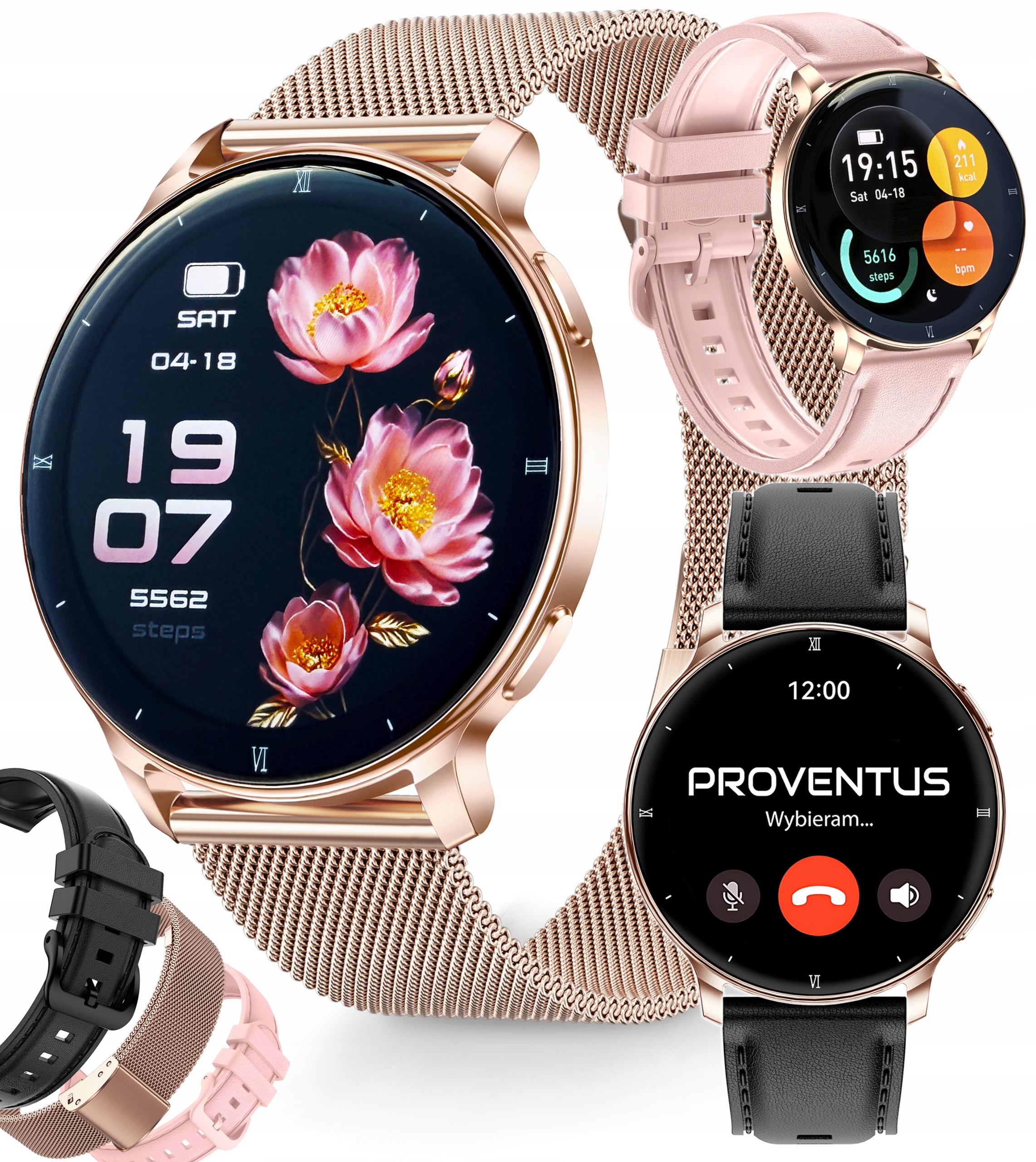 Smartwatch Zegarek DAMSKI WODOODPORNY CIŚNIENIE PULS ROZMOWY MENU PL AMOLED