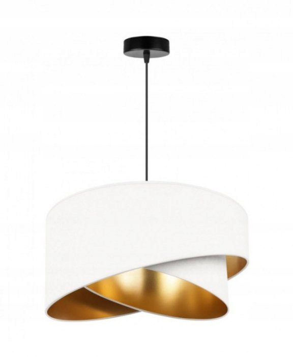 Biela lampa s zlatým tienidlom Mediolan nad posteľ