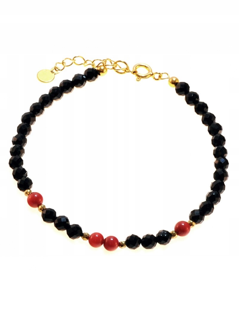 

Bransoletka Złota z Turmalinem i Koralem 925