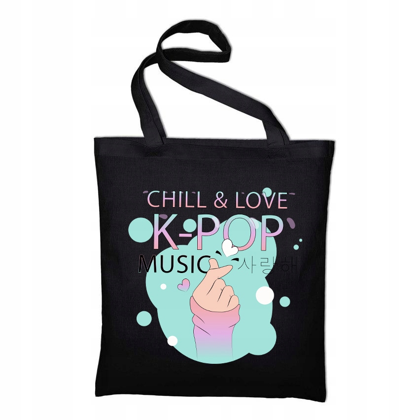 

Torba Bawełniana Eco Czarna nadruk wzór K-pop 02