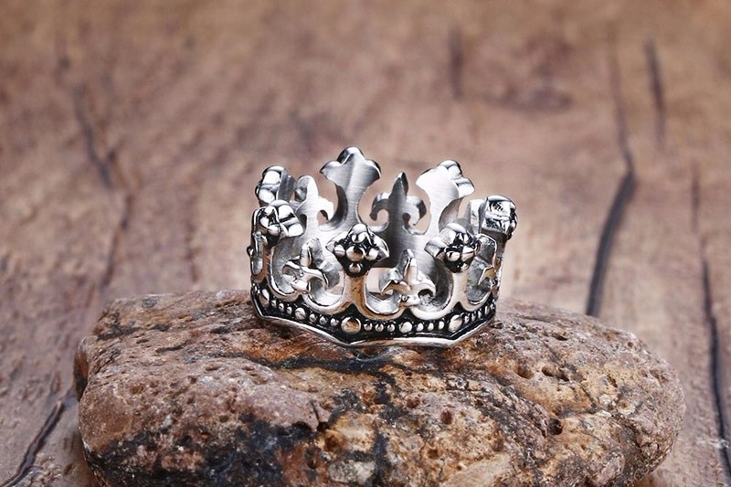 KORONA SYGNET STALOWY PIERŚCIEŃ KRÓL KING SREBRNY Rozmiar/Średnica wew. (mm) na wymiar