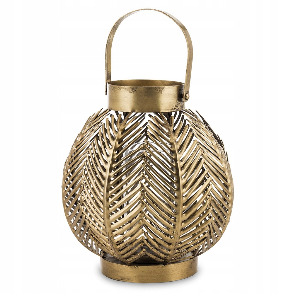 Lampáš Kovový Zlatý 28x24 cm V Liste Palmy 30