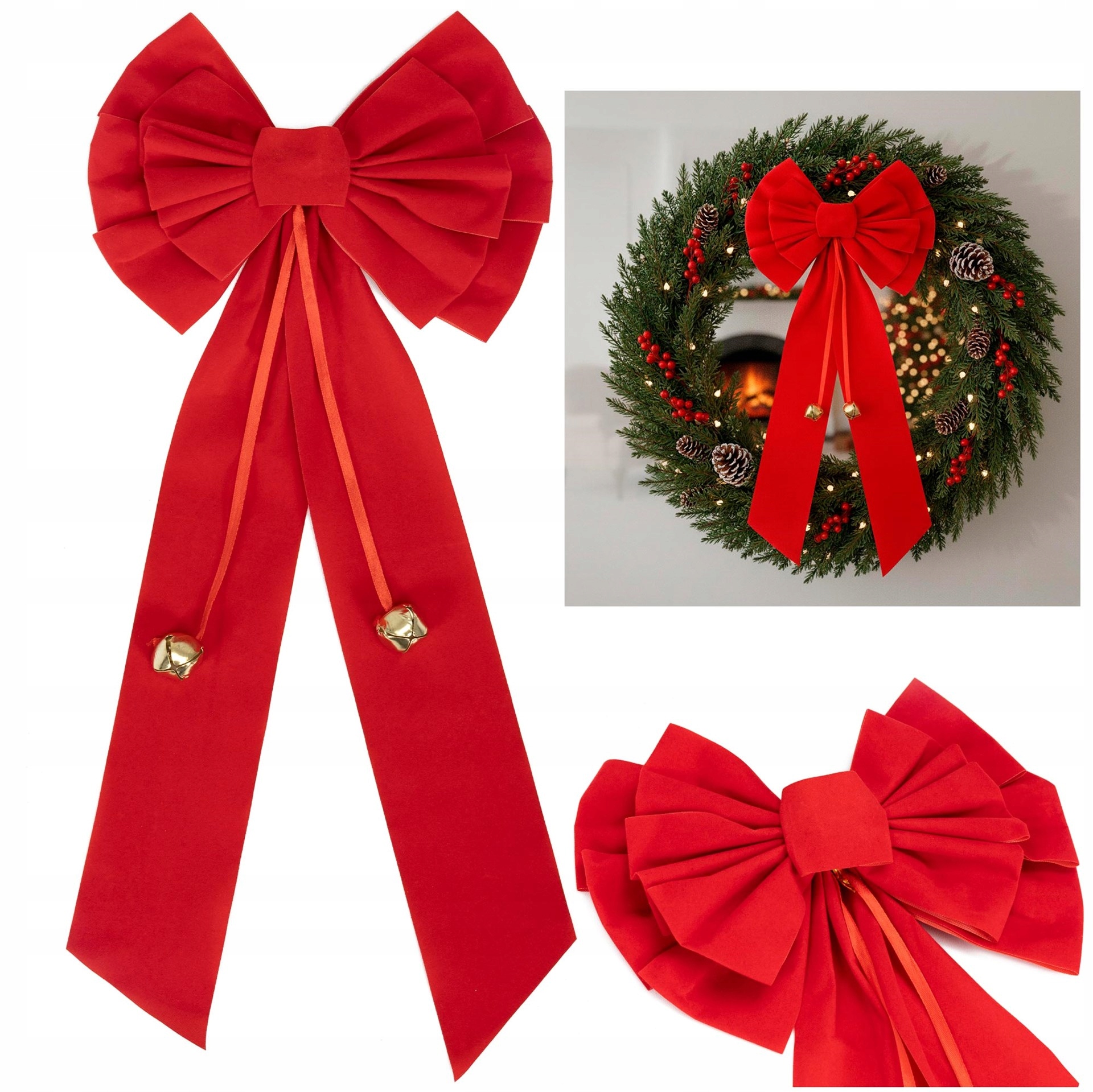 Mašle Na Vánoční Stromeček 52 cm Ozdoba Červená Dekorace Dekorace Velký Přívěsek