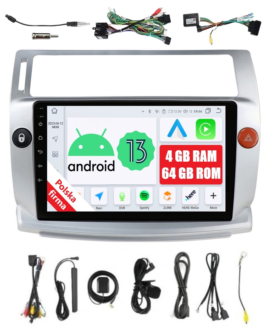 Rádio 2DIN Navigácia Android Citroen C4 1 A Dsp 4/64 Gb Carplay Lte