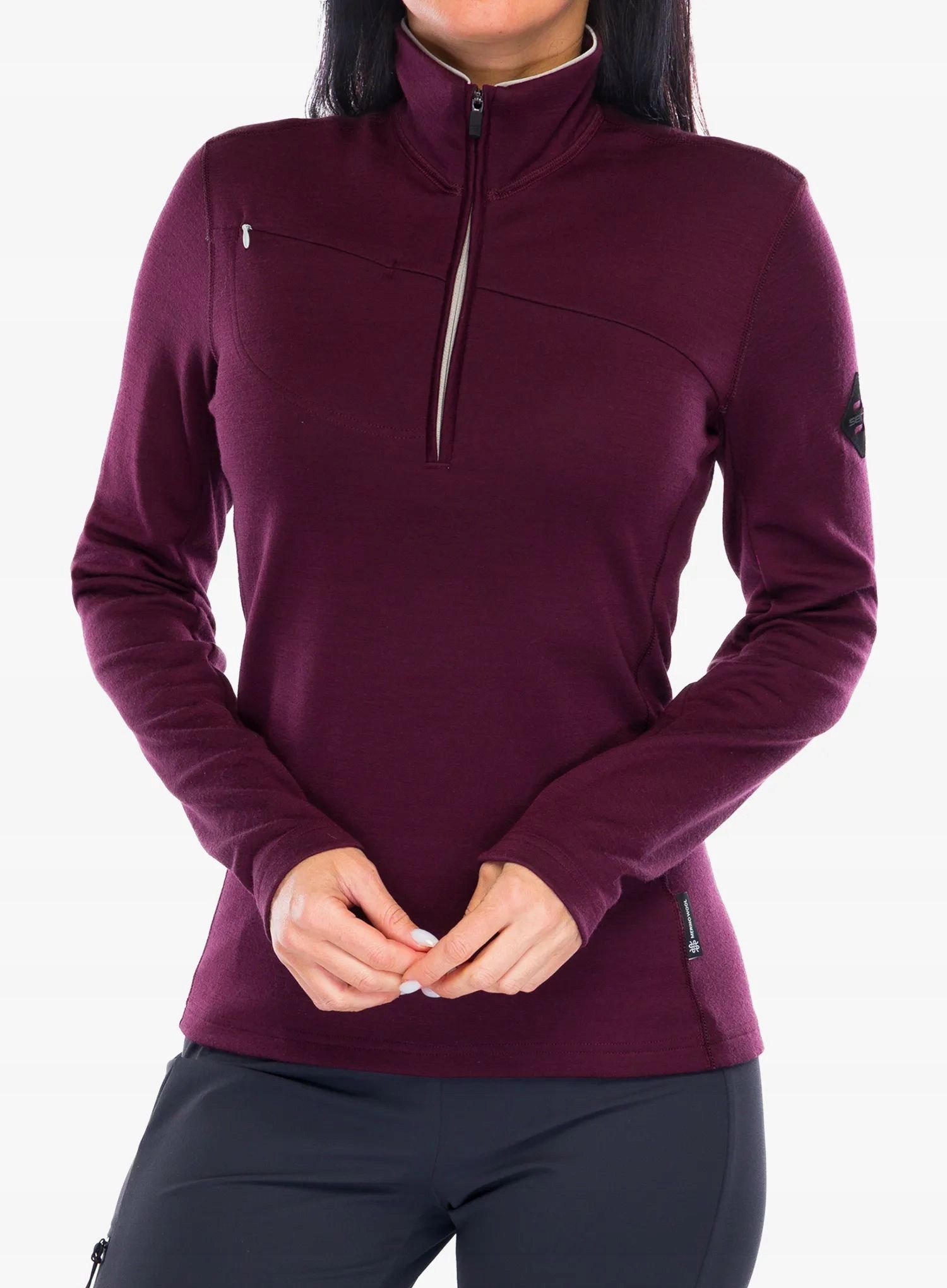 Dámská Mikina Sensor Merino Upper Fleece s krátkým zipem portočervená XL