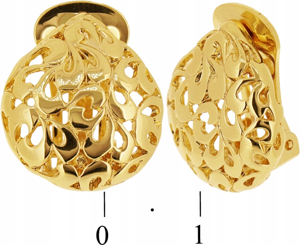 KLIPSY ZŁOTE Damskie na Uszy Pozłacane 24K Ażurowe Duże Biżuteria COLIBRA Waga 150 g